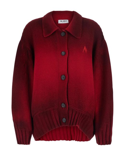 The Attico Red Cardigan Manray Wool And Cashmere Wool/Cashmere Tops