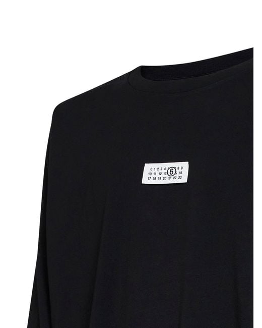 MM6 by Maison Margiela Black T-Shirt Numeric Cotton Knitwear for men