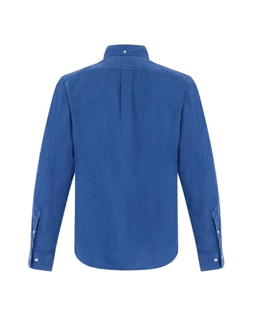 Gant Blue Long-Sleeved Linen Shirt for men