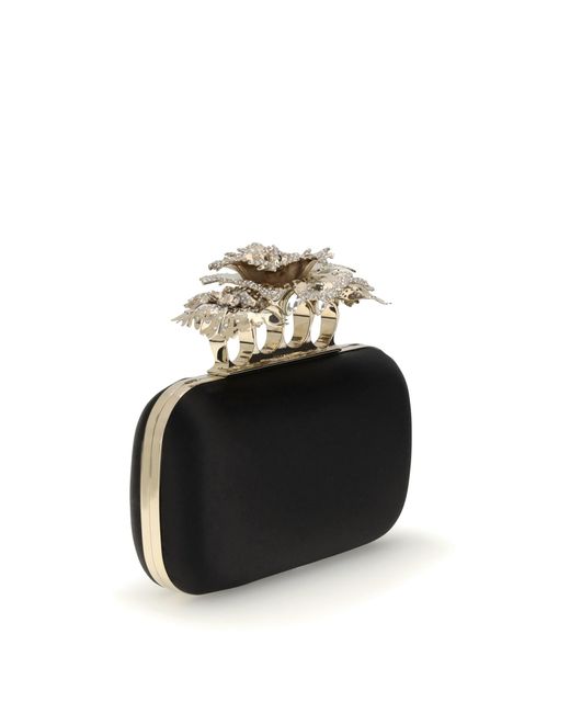 Alexander McQueen Black Carnation Knuckle Clutch
