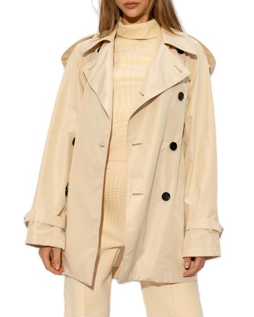 Burberry Natural Double Breasted Belted Blazer