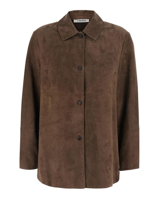 Max Mara Brown Shirt S Tech Fabric Lamb Blouses