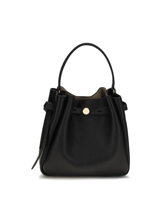 Tory Burch Black Romy Hammered Leather Bucket Bag Calf Bos Taurus