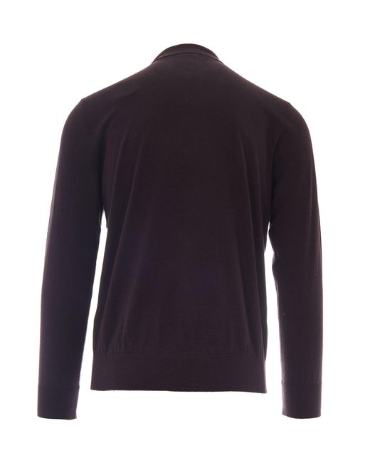 Eleventy Blue Long Sleeve Polo Shirt With Four-Button Placket for men