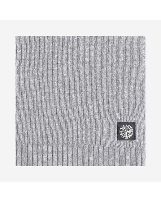 Stone Island Gray Wool Blend Scarf With Logo for men