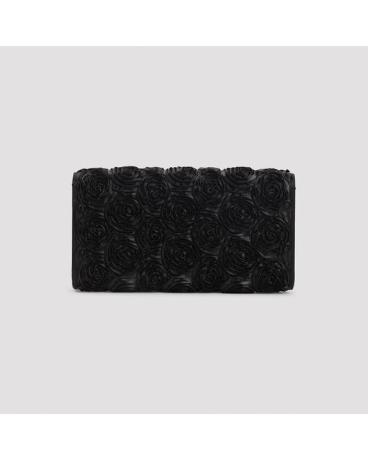 Roger Vivier Black Envelope Flap Rose Flower Buckle Shoulder Bag