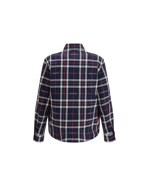 Gucci Blue Cotton Jacket Clothing for men