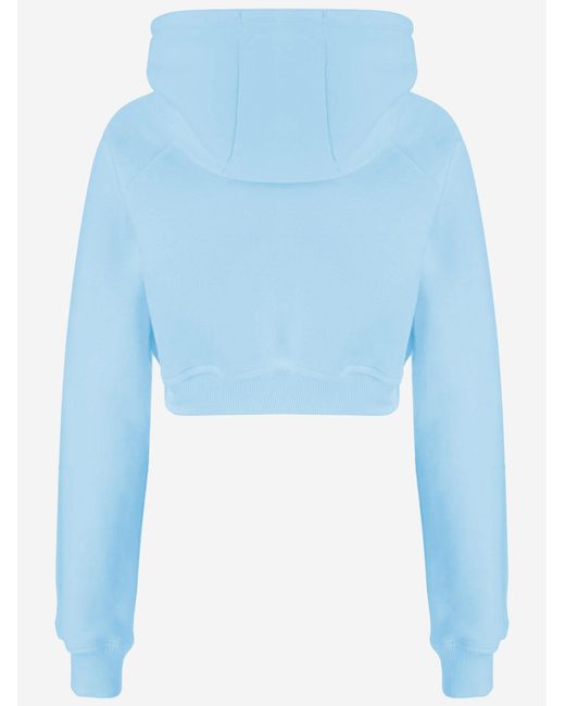 Just Cavalli Blue Cropped Cotton Sweatshirt