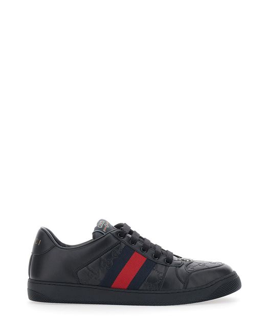 Gucci Blue Low-Top Sneaker Screener Leather Lambskin Trainers for men