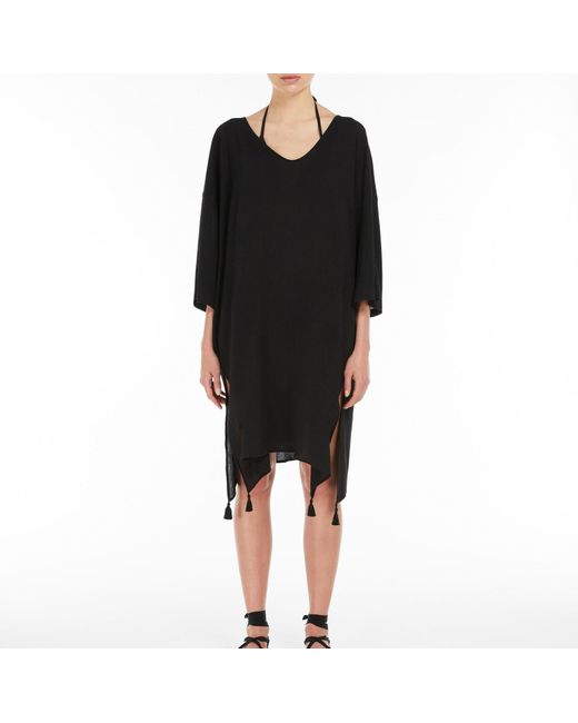 Max Mara Abito Paglie In Cotone Crepe Nero 32210328600005 in Black | Lyst
