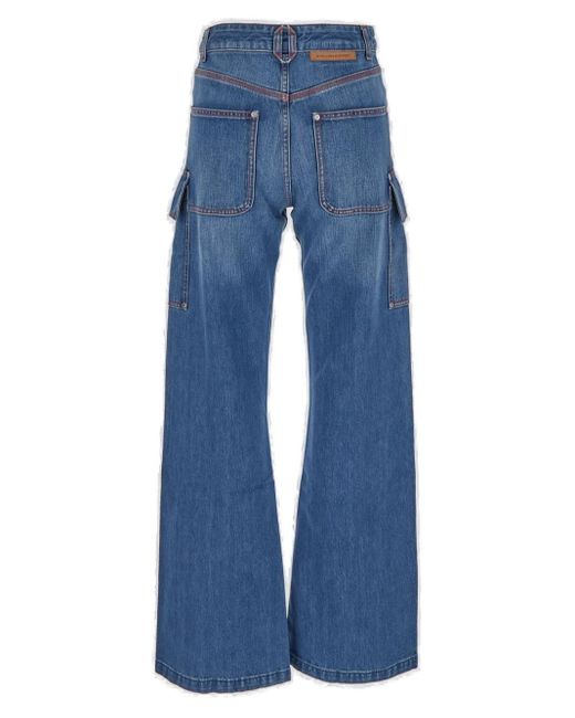 Stella McCartney Blue Flare Cargo Jeans