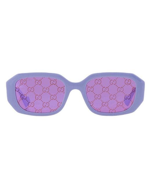 Gucci Purple Sunglasses Geometric Full Rim, Liliac Frame And Gg Pattern Lens Gg1535S004