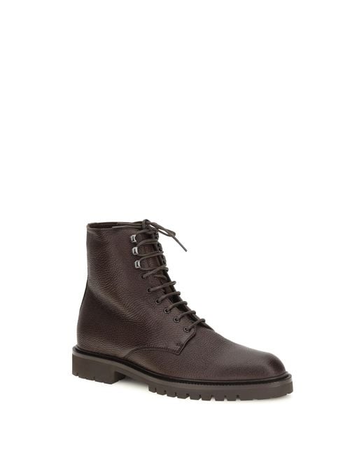 Brunello Cucinelli Brown Lace-Up Ankle Boots for men
