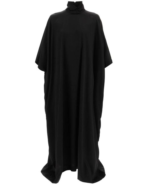 Balenciaga Black Satin Cape Dress