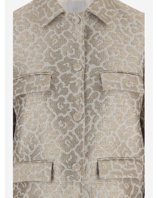 SOIR Gray Graphic Pattern Jacket Polyester