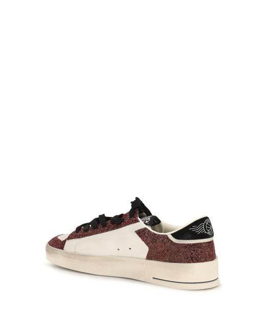 Golden Goose Deluxe Brand White Sneakers Stardan Leather Milk-Burgundy- Trainers