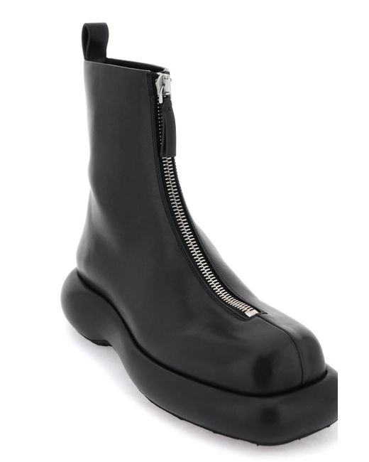 Jil Sander Black Zippered Leather Ankle Boots