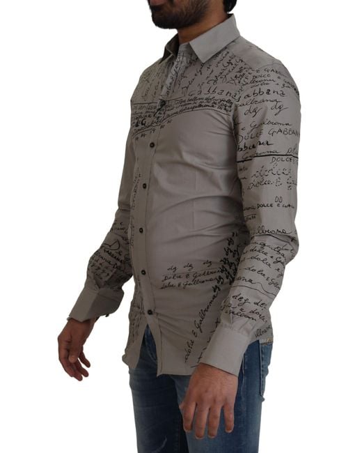 Dolce & Gabbana Gray Elegant Slim Fit Cotton Dress Shirt for men