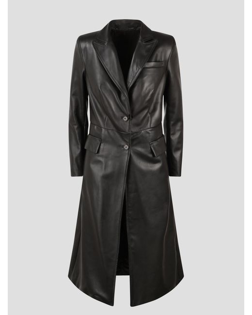 Salvatore Santoro Black Nappa Leather Long Coat