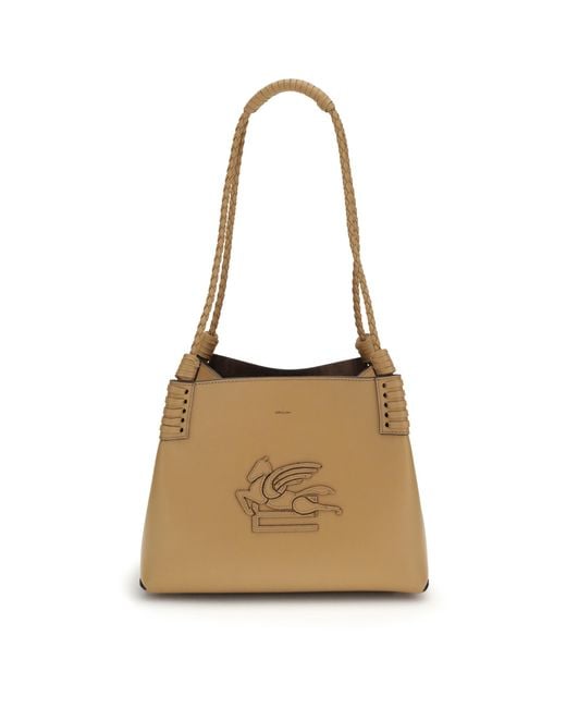Etro Natural Libra Shopping Bag Calf Suede Shoulder