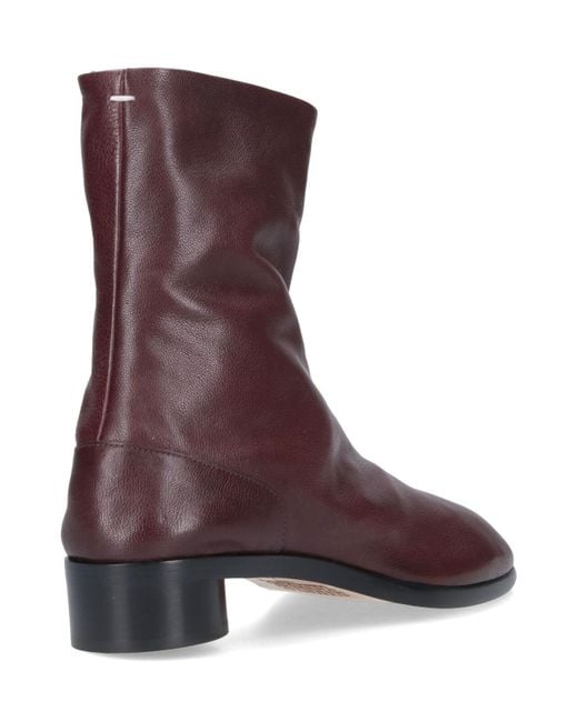 Maison Margiela Purple Ankle-High Split-Toe Leather Boots for men