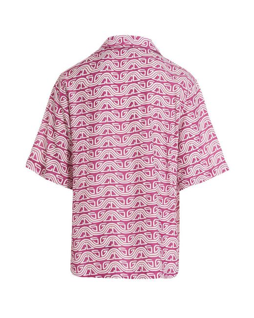Gcds Pink 'Waved Logo' Shirt for men