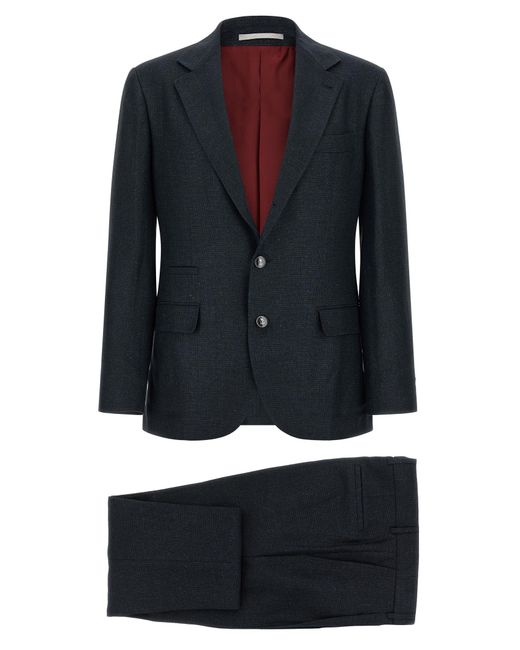 Brunello Cucinelli Black Silk Two-Piece Suit for men