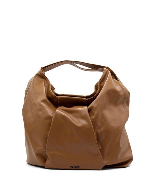 Vic Matié Brown Leather Shoulder Bag