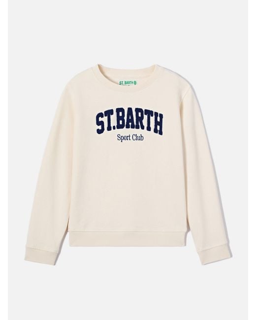 Mc2 Saint Barth Natural Cream Bobby Sweatshirt With Sport Club Embroidery for men