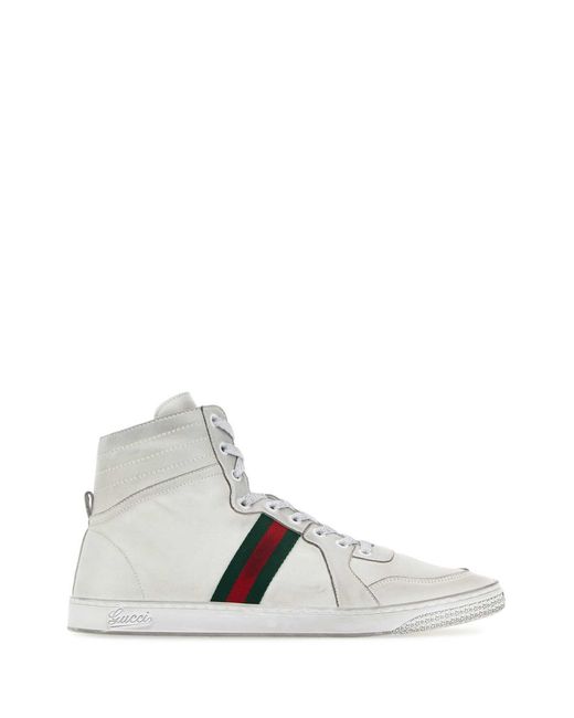 Gucci White Leather Stretch Sneakers for men