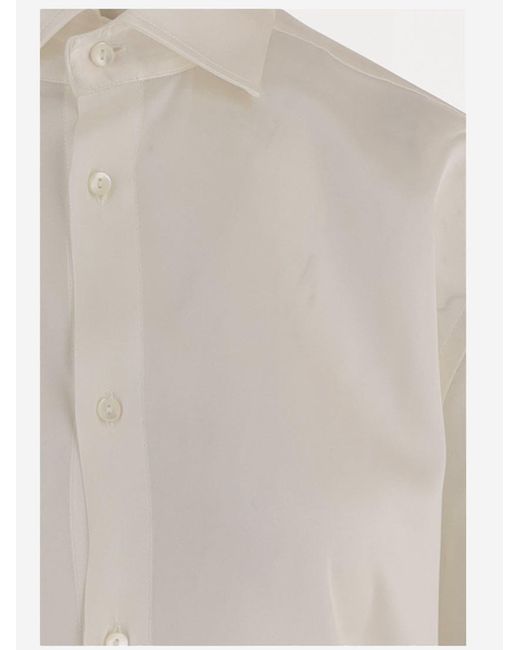 HER SHIRT HER DRESS White Stretch Silk Shirt Ludovica