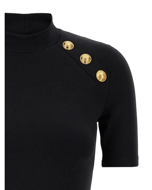 Balmain Black 6 Bottoni T-Shirt