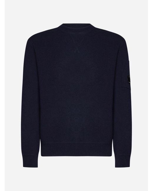 C P Company Blue Lambswool Sweater for men