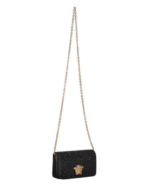 Versace Black Elegant Clutch With Golden Closure