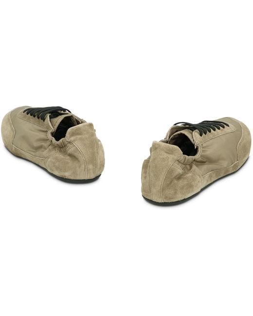 Prada Green Collapse Sneakers Re-Nylon And Suede Leather Polyamide Trainers for men