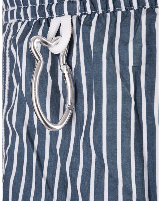Fedeli Blue And Striped Swim Shorts for men