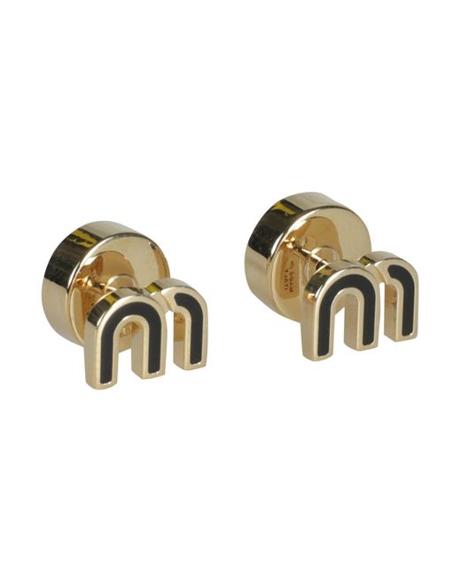 Miu Miu Metallic M Logo Earrings