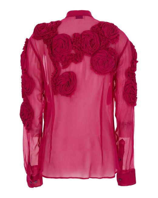 Dries Van Noten Pink Shirt Silk Blouses