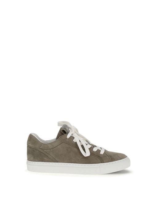 Brunello Cucinelli White Suede Sneakers Precious Loop Trainers