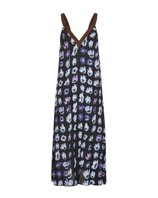 Prada Blue Viscose Printed Midi Dress