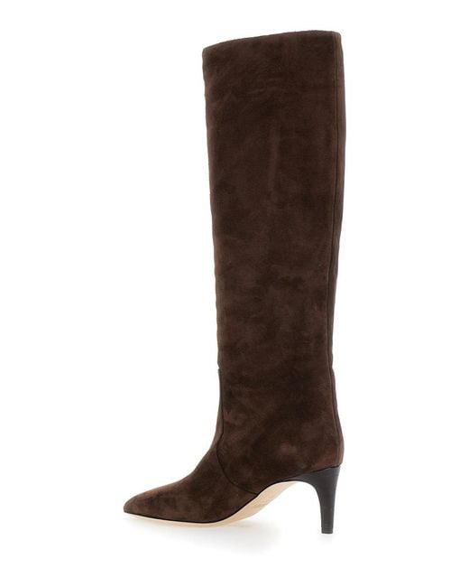 Paris Texas Brown Boots Pointed Toe Suede Calf Leather