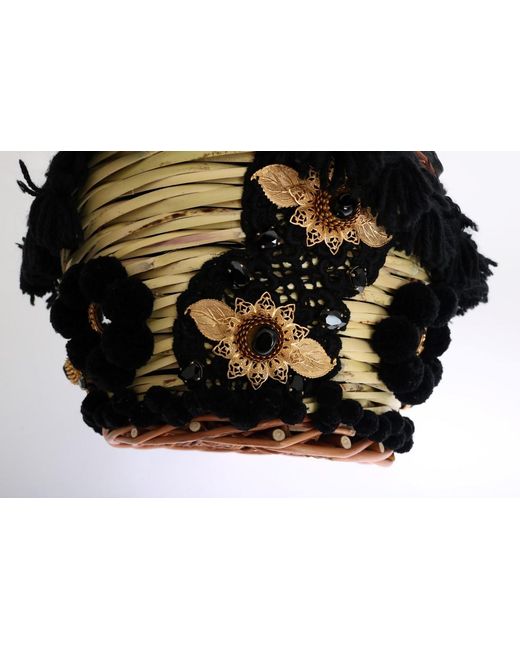 Dolce & Gabbana Black Chic & Straw Snakeskin Bucket Bag