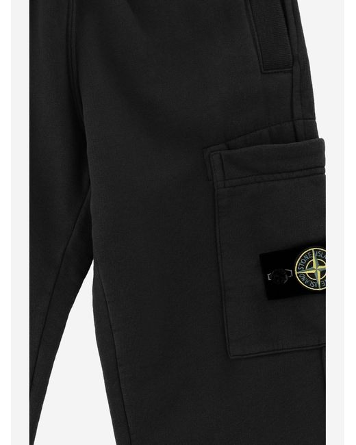 Stone Island Black Cotton Trousers for men