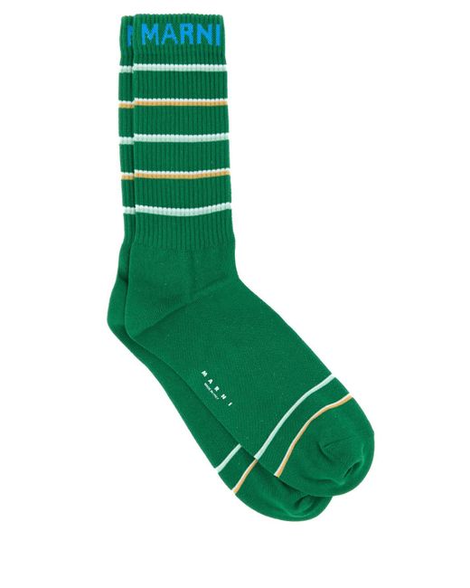 Marni Green Cotton Blend Socks for men