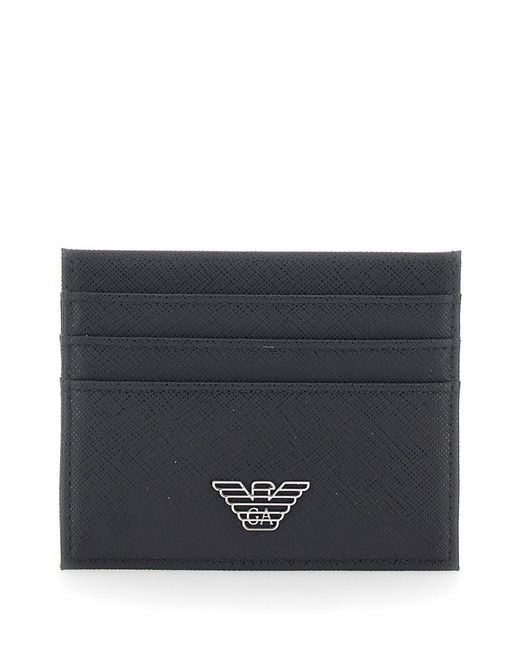 Emporio Armani Black Cardholder Tech Fabric Polyamide Accessory for men