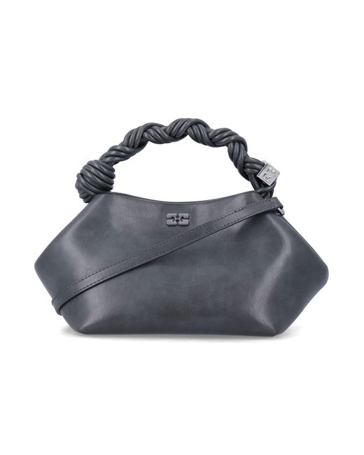 Ganni Blue Small Braided Bow Shoulder Bag