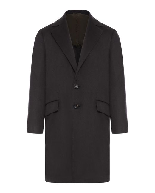 Kiton Black Single Breasted Coat for men
