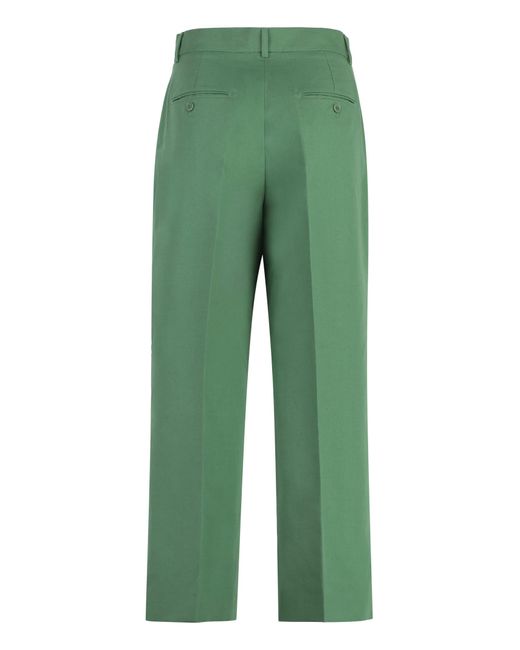Weekend by Maxmara Green Zircone Cotton-linen Trousers
