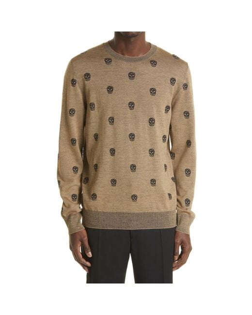 Alexander McQueen Brown Wool Skull Sweater for men