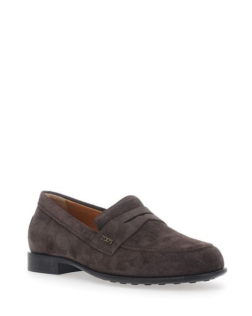 Tod's Brown Loafers Suede Sheep Leather